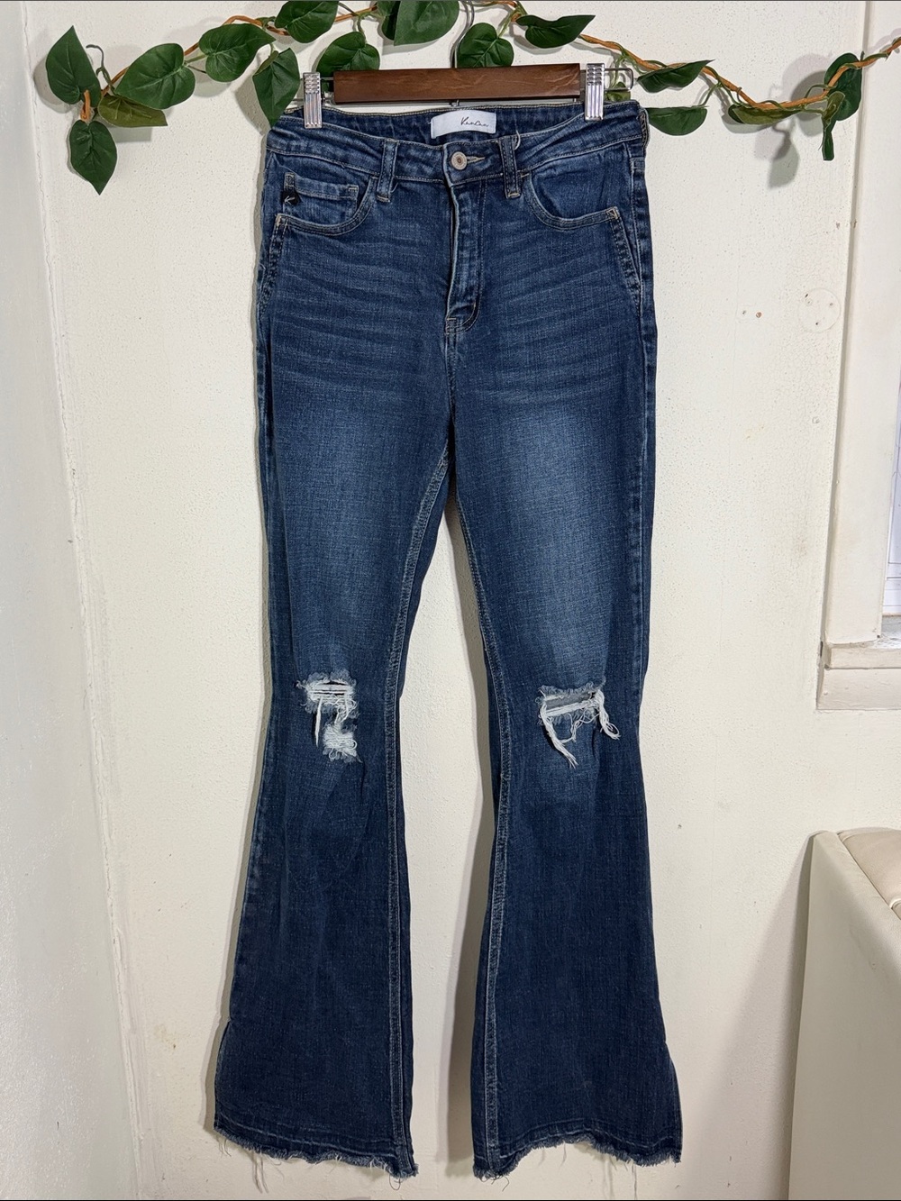 KanCan Dark Blue Distressed Flare Jeans